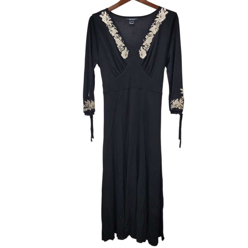 Karen Kane Cafe Chic Embroidered Flare 3/4 Sleeves Dress Women's Large NWT $158